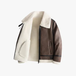 Aviator Jacket met Schapenvacht Voering en Faux Leer