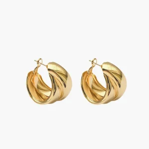 Alani | Chunky dubbele Gouden Hoepel Oorbellen